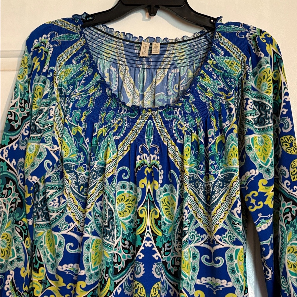 Madison Paisley Print Stretch Tunic Large